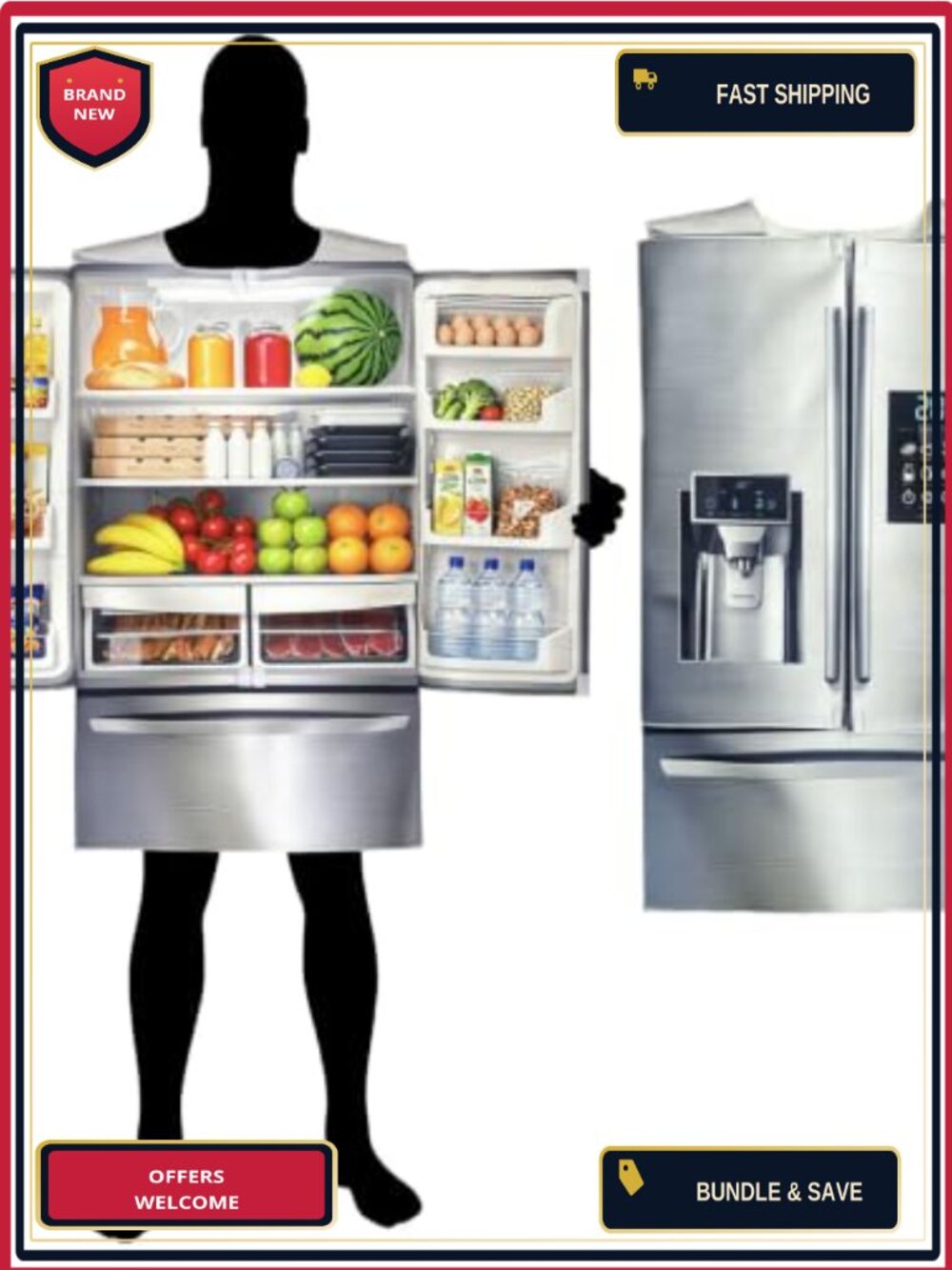 Adult Refrigerator Food Halloween Costume One Size Pullover